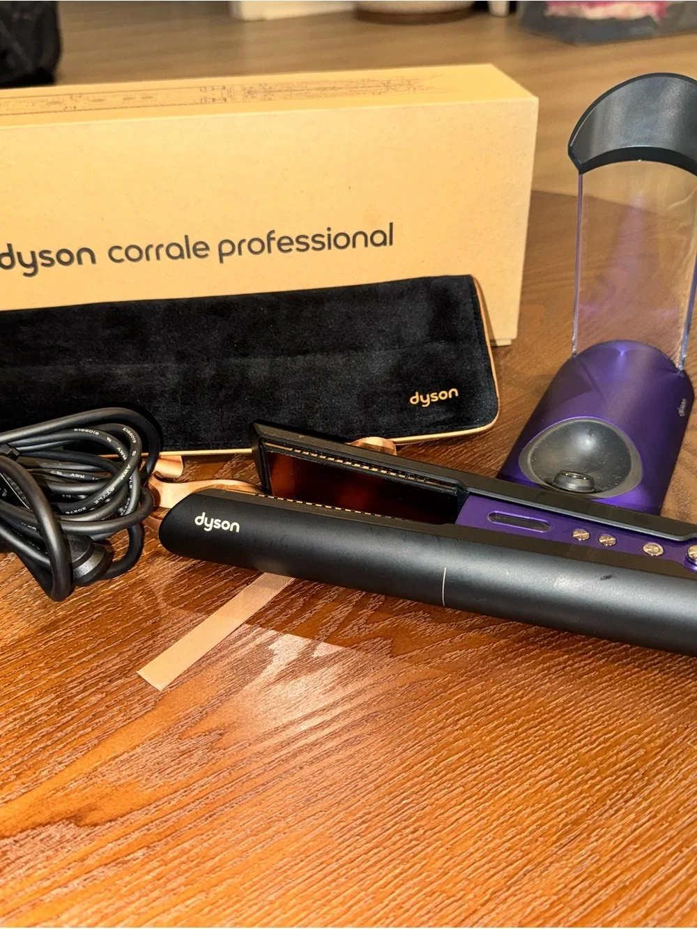 Dyson Corrale Hair Straightener in Black and Purple with Rose Gold Plates